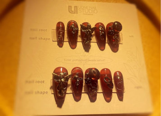 Crimson Angel Press-On Nails