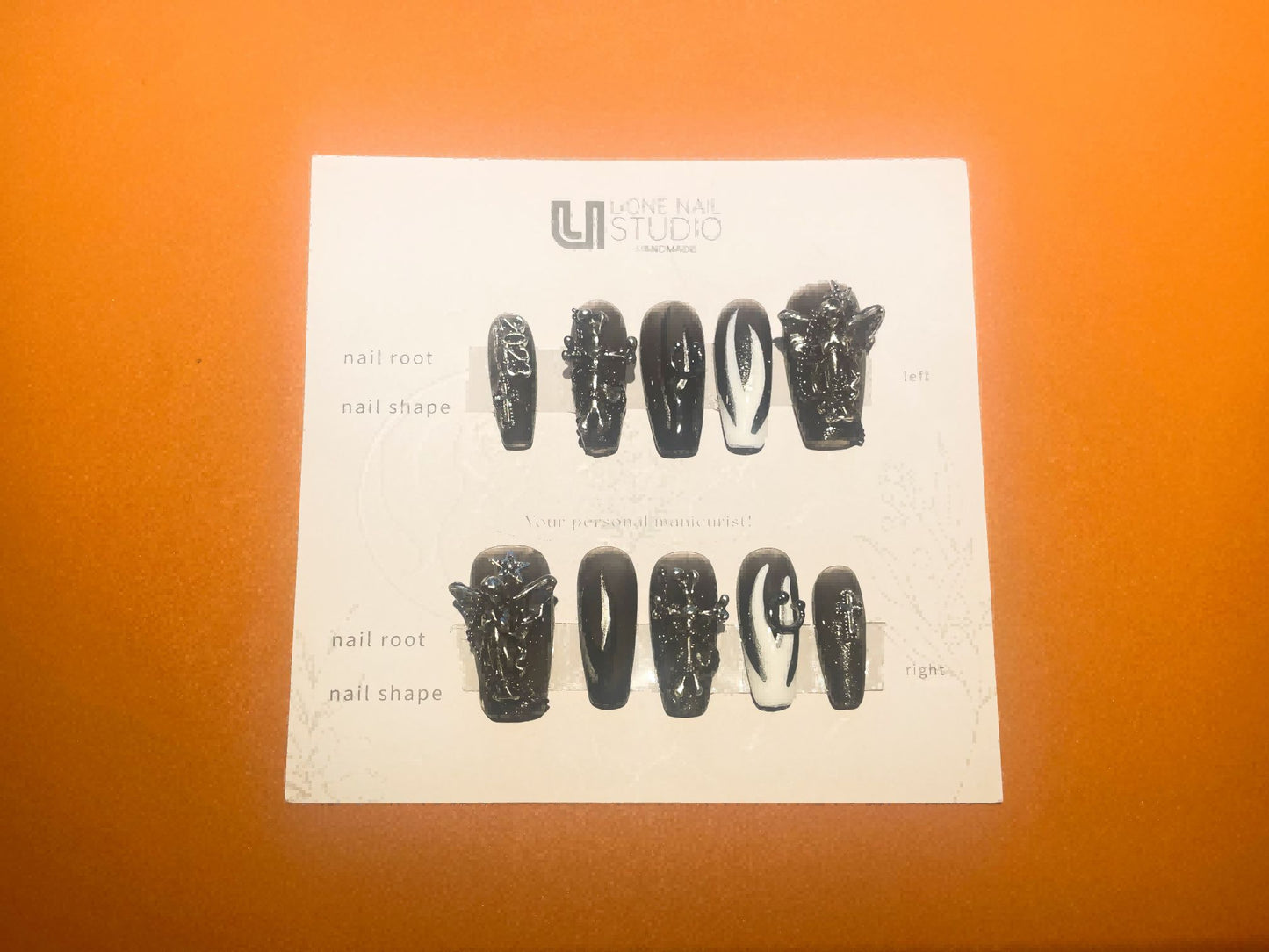 Monochrome Angel Press-On Nails